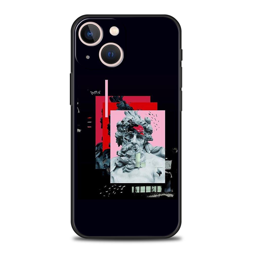 Мультяшная статуэтка Абстрактное искусство Чехол для телефона для iPhone 17 16 15 14 13 12 Pro Max 11 Pro Max 17 AIR Plus Ударопрочный Мягкий ТПУ Сумка