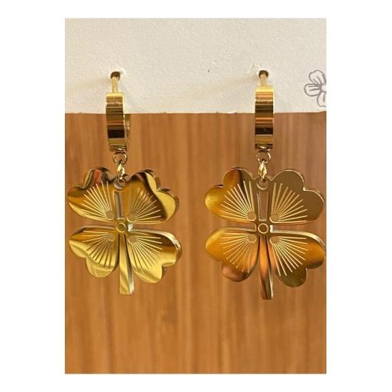 Серьги для девочек Женское стальное кольцо Four Leaf Clover Lucky Earring