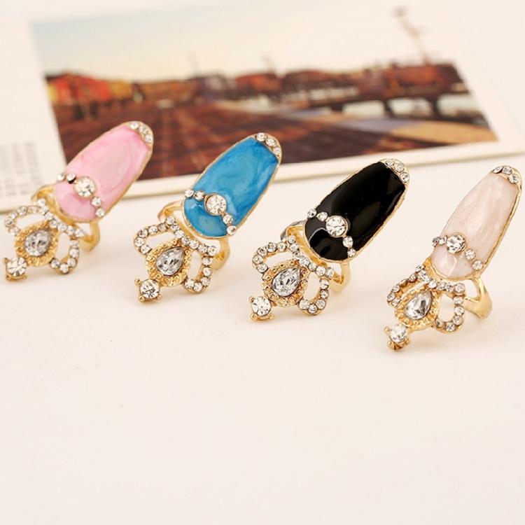 Набор из 4 изящных панк-колец-когтей, украшенных стразами, готические аксессуары для ногтей, косплей-украшения для косплея