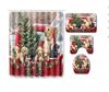 Christmas Shower Curtain Floor Mat Combination Four-Piece Set Bathroom Toilet Non-Slip Carpet Shower Room Absorbent Door Mat