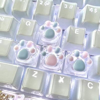 Механическая клавиатура Смола Keycap кошачьи лапки Pad Прозрачная подсветка RGB Wasd Стрелка Esc Клавиша мультяшный милый Oem Xda Cherry Profile Mx Switch