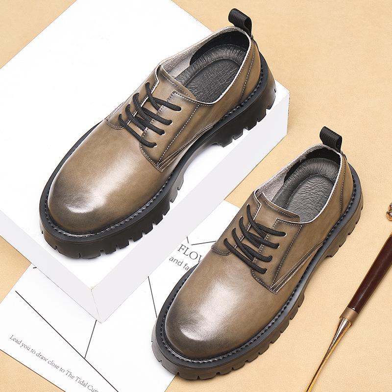 Martin Boots Men's Low-top British Style Big Head Platform Tooling Shoes Men's Platform Soft-faced Leather Shoes Men 2025