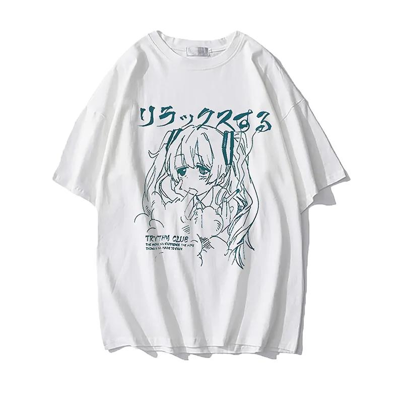 Women Clothing Women's T Shirt Y2k Japanese Harajuku Graphic Kawaii T Shirts Anime Print Oversized T Shirt Plus Size Grunge Top