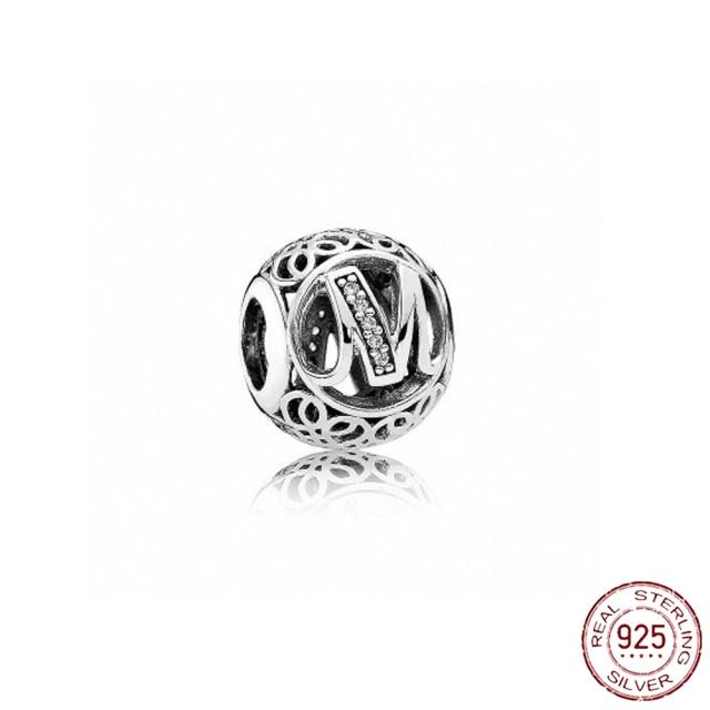 Браслет-подвеска из серебра 925 пробы с буквами AZ и буквами, бусины с именем для женщин, DIY кулон, изготовление ювелирных изделий