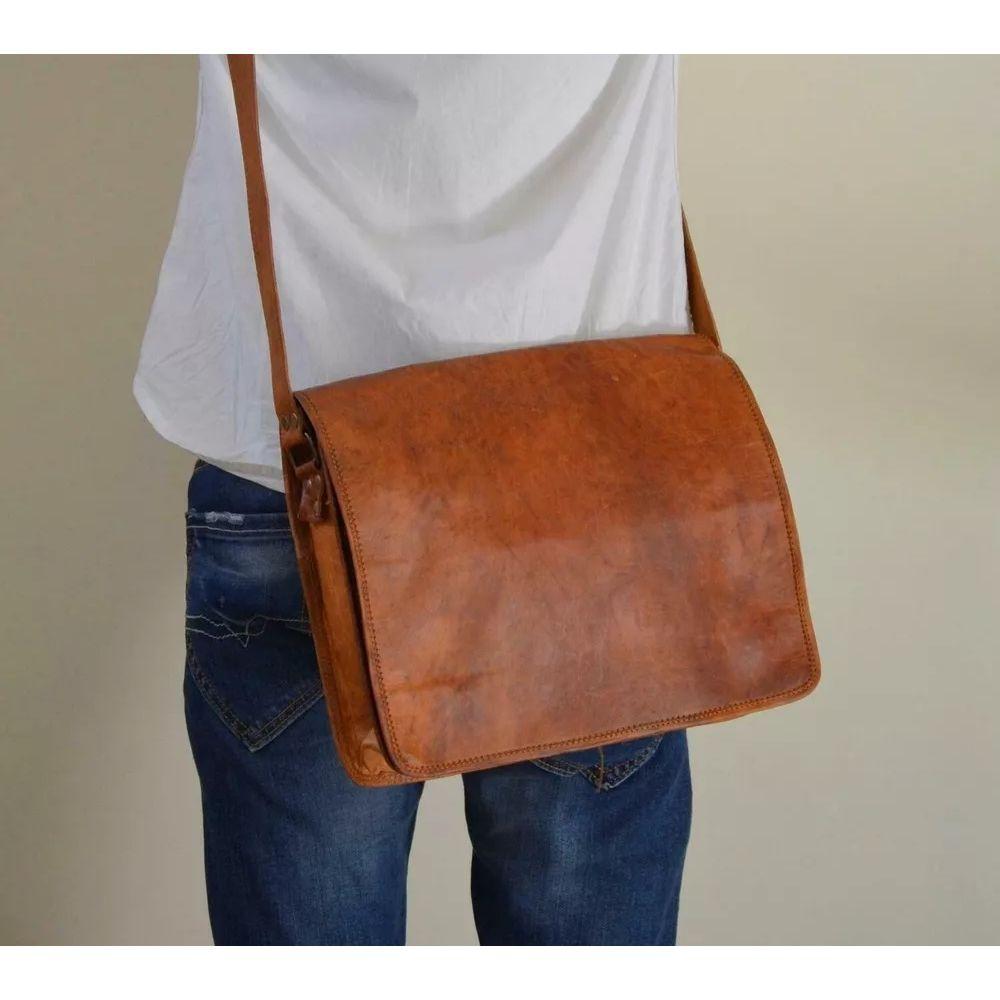 Кожаная винтажная сумка-портфель для ноутбука, мужская, через плечо, коричневая