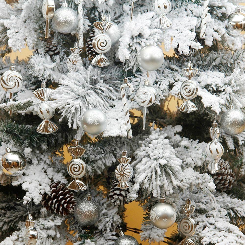 36PCS Electroplated Candy Cane Ornaments Plastic Xmas Tree Pendants Holiday Wedding Party