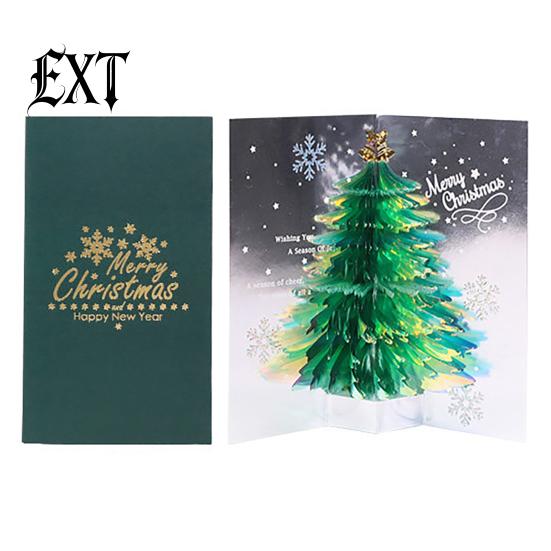 Premium Quality Decorative Paper Card 3D Christmas Tree Greeting Card, Glitter Pop Up Cards Winter Holiday for New Year Xmas Party Favors Exquisite