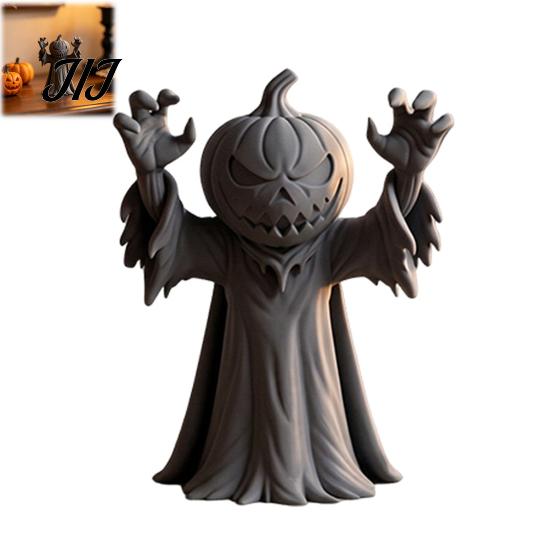 Spooky Pumpkin Character 3D Printed Man Figurine, Halloween Zombie Festive Ornament for Home Office Desk Shelf Decor Statue