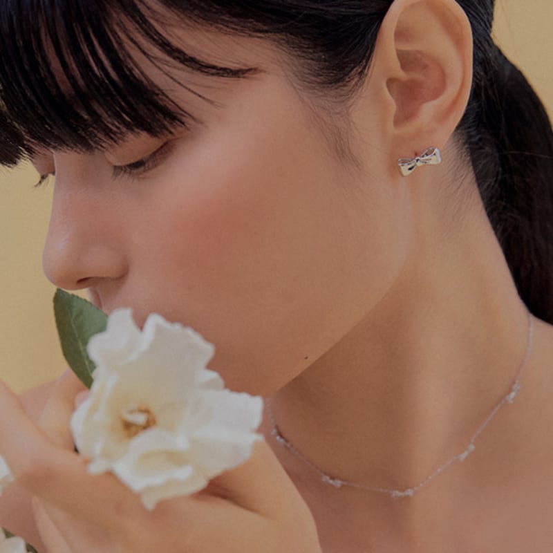 JYDDM 925 Tiny Ribbon Earrings (L)