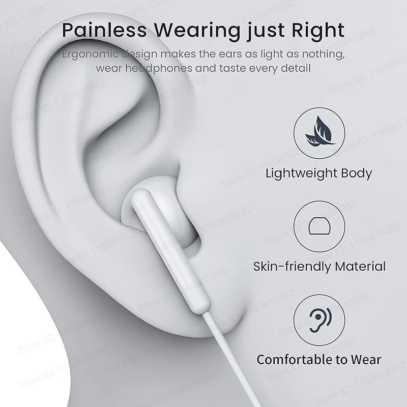 Headphones In Ear Headset Wired Earphones For iPhone 16 Pro Max 7 8 XS XR 11 12 13 14 Microphone Stereo Earbuds In-line Control