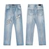 M09 Men's and Women's American Style Trendy Jeans with Fabric Patches, Holes, Embroidery, Casual and Fashionable High Street Pants