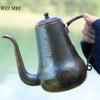 Винтажная кофейная турка из чистой меди с длинным носиком, для кипячения воды и заваривания чая, ручной работы, с гравировкой, текстурой молотка, посуда