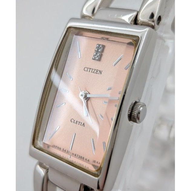 Used CITIZEN CLETIA 5431-H18881 Watch Analog Quartz New Battery Replaced Operation Confirmed