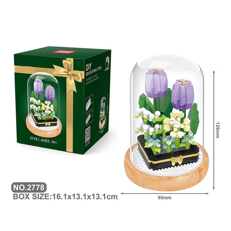 Строительные блоки, цветы, сделай сам, роза и хризантема, букет в горшке, украшение дома, 3D модель, цветочный блок, подарок для девочек, детский подарок