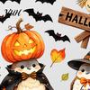 DIY Wall Mural for Kids Room Cartoon Halloween Sticker, Self Adhesive PVC Removable Decal, Wizard Decals Birds Scarecrows Jack-o-lanterns Pattern