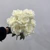 Букет из 9 голов роз из шелковой ткани жженого оранжевого цвета для свадьбы, домашней вечеринки, рождественского украшения, букет из искусственных декоративных цветов
