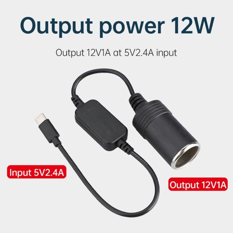 Кабель-адаптер USB Type C на 12 В для прикуривателя, кабель-адаптер USB Type C на 12 В для автомобильного вентилятора, светодиодных фонарей