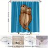 1pc Cute Otters Shower Curtain - Adorable Forest Animal Design, Durable Polyester Fabric, 70. 8x70. 8 Inches with 12 Hooks,