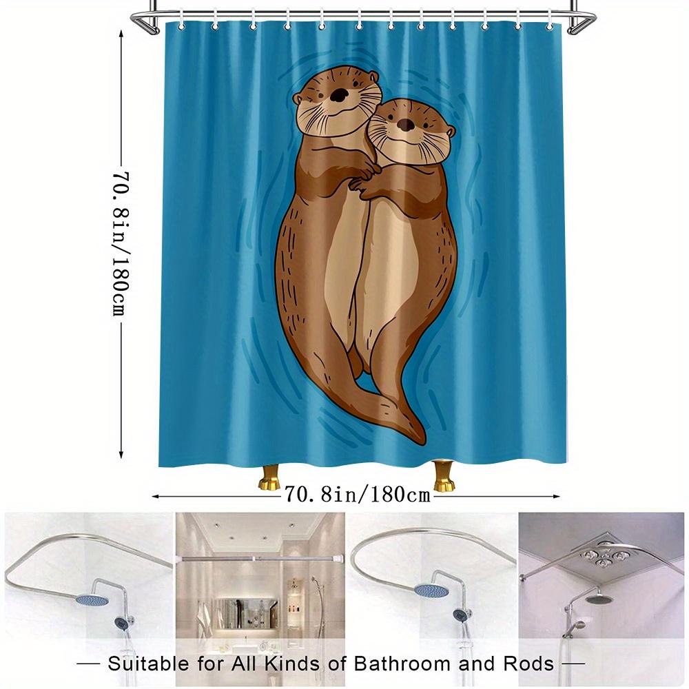 1pc Cute Otters Shower Curtain - Adorable Forest Animal Design, Durable Polyester Fabric, 70. 8x70. 8 Inches with 12 Hooks,