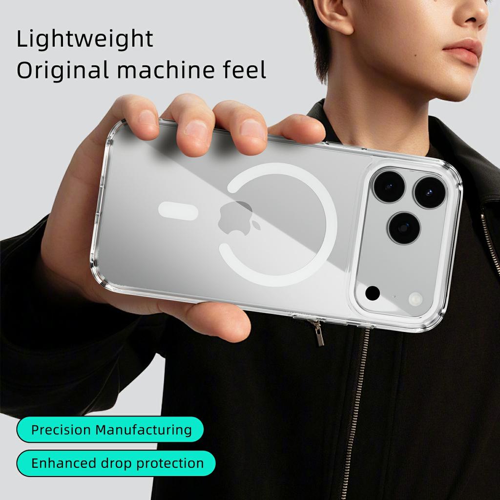 For iPhone 17 Pro Max Case Compatible with MagSafe Anti Scratch Clear TPU PC Phone Back Cover