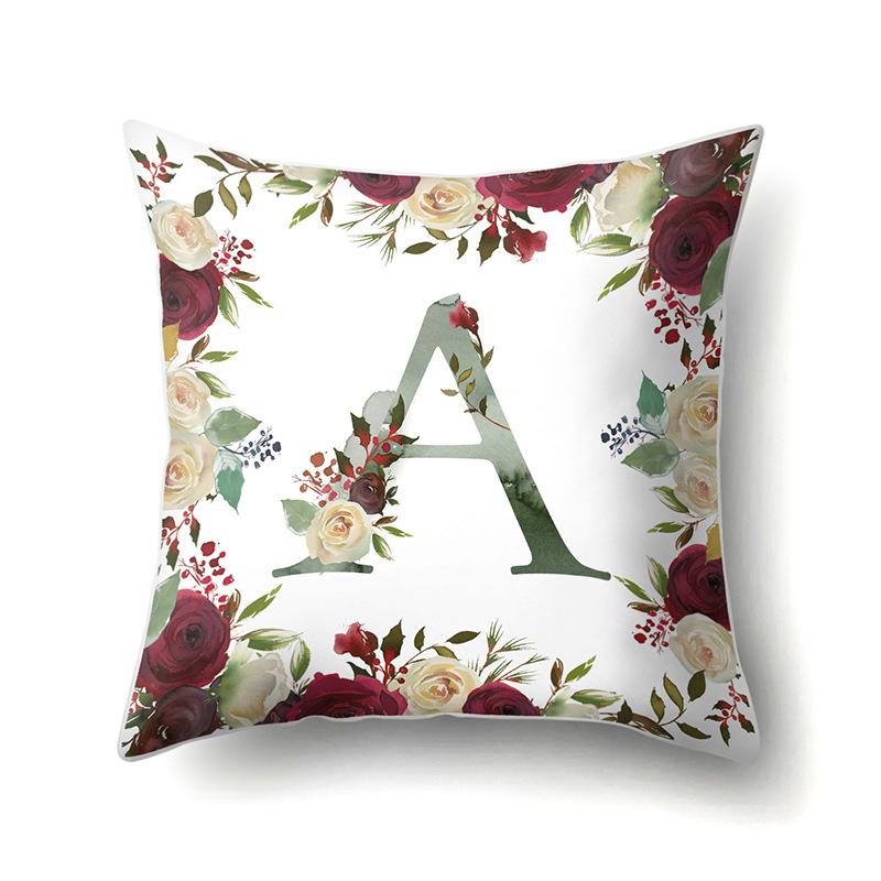 Полиэстеровая наволочка Американский Ретро Цветок Растение 26 Английских Букв Наволочка для Подушки Автомобильная Наволочка