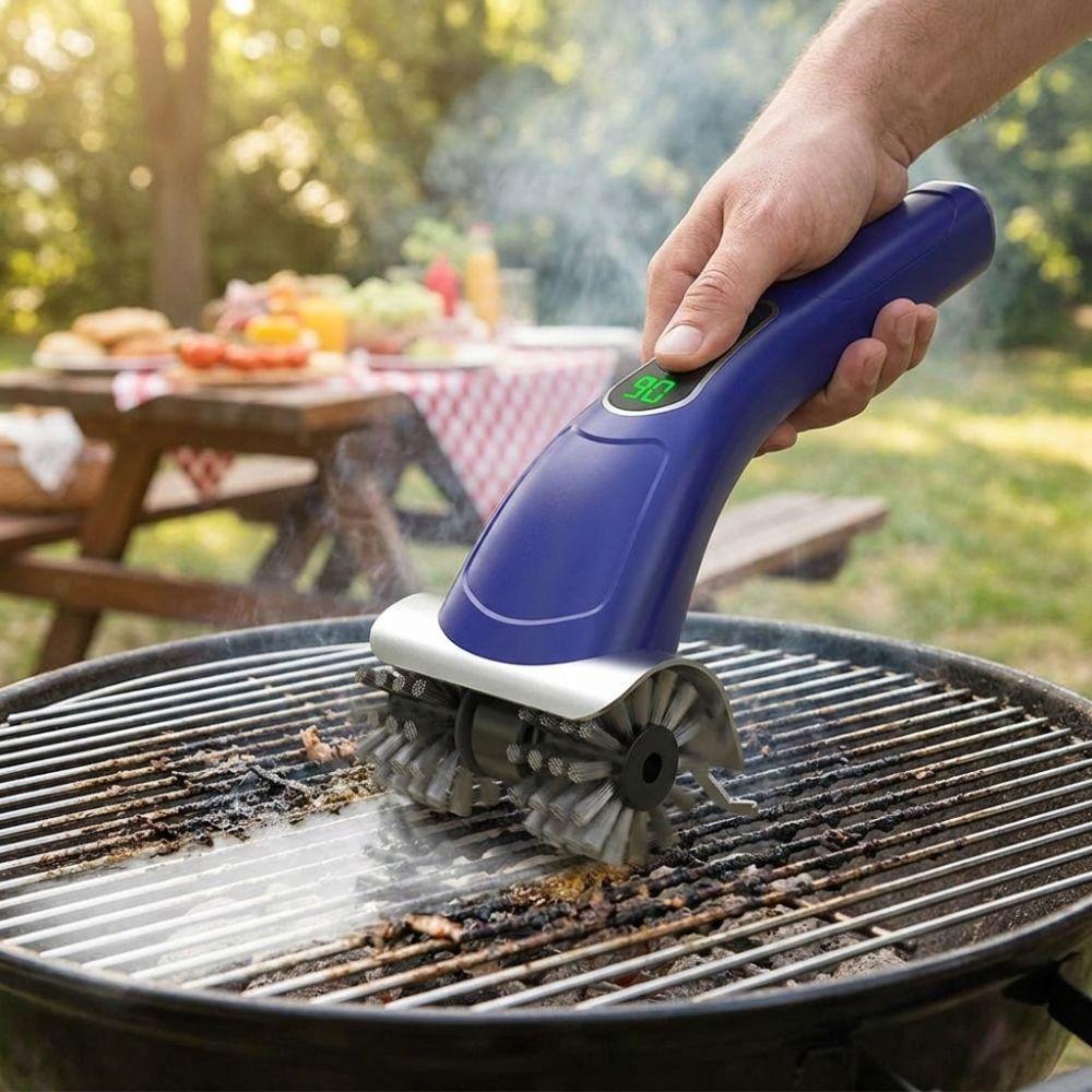 Removable Head Electric Grill Brush 2-Speed Settings Rotating Barbecue Brush  Household