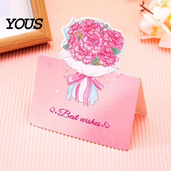 Best Wishes Note Card 10Pcs 3D Bouquet Greeting Card, Thank You Set Folding Floral for Mother's Day Father's Birthday