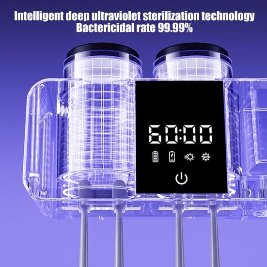 Перезаряжаемый держатель для зубных щеток с УФ-светом, цифровым дисплеем, большой емкостью, простой установкой, настенный органайзер для зубных щеток
