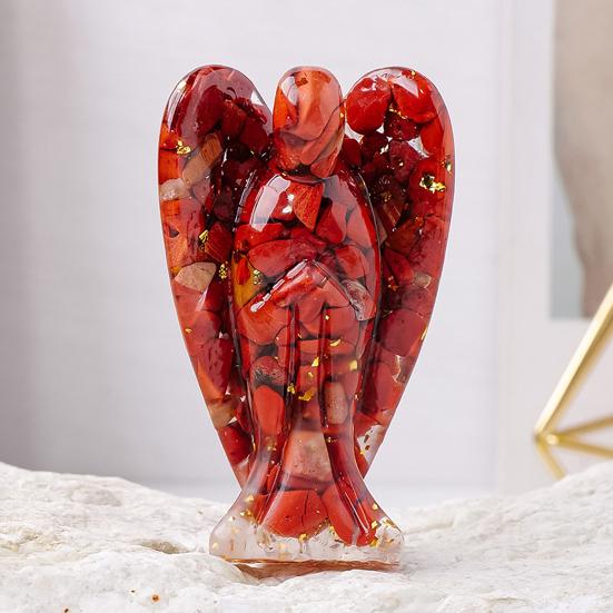 Natural Stone Angel Figurine Positive Healing Energy Hand-carved Colorful Faux Crystal Winged