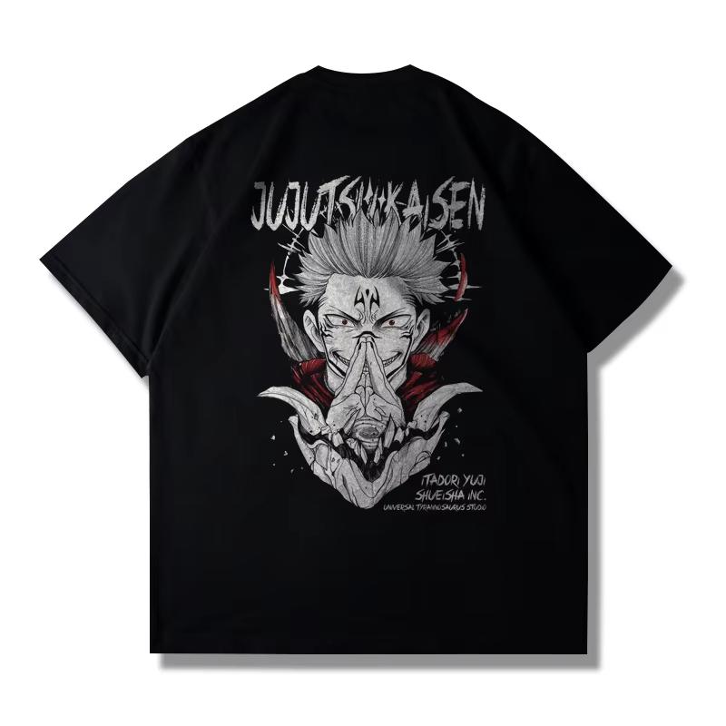 Мужская футболка Jujutsu Kaisen Японское аниме Унисекс Хлопковая с графическим принтом Оверсайз с коротким рукавом Уличная одежда Летняя Повседневная Спортивная