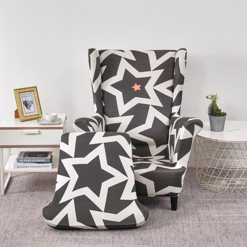 Чехлы для стульев с крыльями, 2 шт./компл., эластичный чехол для дивана, чехол для кресла с принтом, защитный чехол для мебели, мягкий диван с эластичным дном