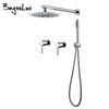 Shower Set Wall Mounted Shower Faucet Mixer 8/10/12 Inch Rain Head Set Rainfall Concealed Shower System
