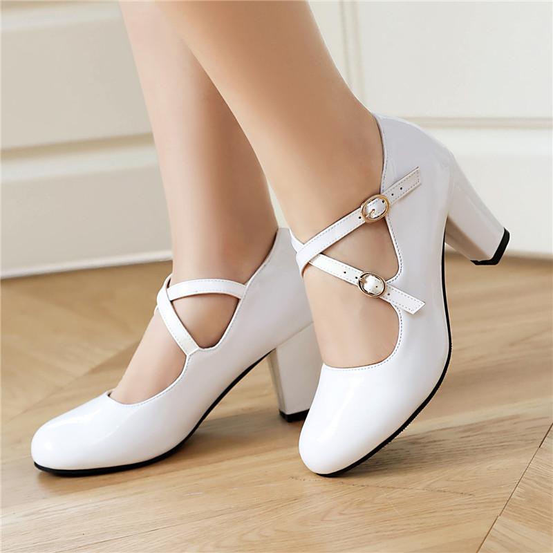 Женские туфли-лодочки на высоком каблуке, весна-лето, новая модель, толстый каблук, однотонные, большой размер, с открытой союзкой, туфли с низким верхом