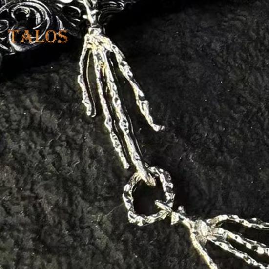 Женское ожерелье с красными стразами, кулоном в форме скелета в форме руки в стиле панк, темное индивидуальное украшение на шею для клубной вечеринки