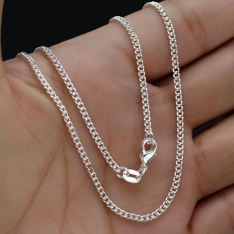 Серебряное ожерелье с цепочкой O шириной 1 мм для женщин и мужчин, цепочка с подвеской длиной 16-24 дюйма