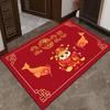 New Year Door Mat Snake Year Door Mat Festive Entryway Water Absorbent Non-slip Foot Mat Entry Door Red Carpet