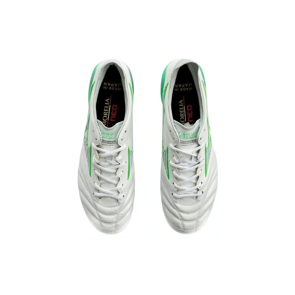 Mizuno Morelia Neo III Low Football Shoes White Green Men Football Shoes P1GA228037