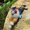 Садовая фигурка спящего кролика, смоляная статуэтка лежащего розового кролика, скульптура животного, украшение для дома, офиса, интерьера и улицы, орнамент
