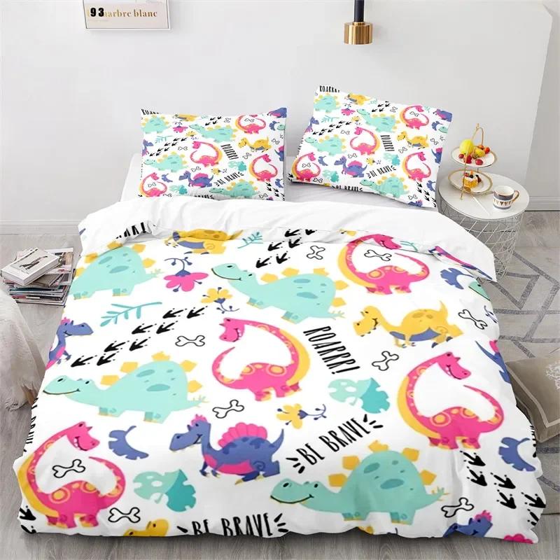 Пододеяльник с изображением динозавра из микрофибры для детей, милый комплект постельного белья с изображением животных из серии «Юрский период», покрывало для девочек, мальчиков и подростков