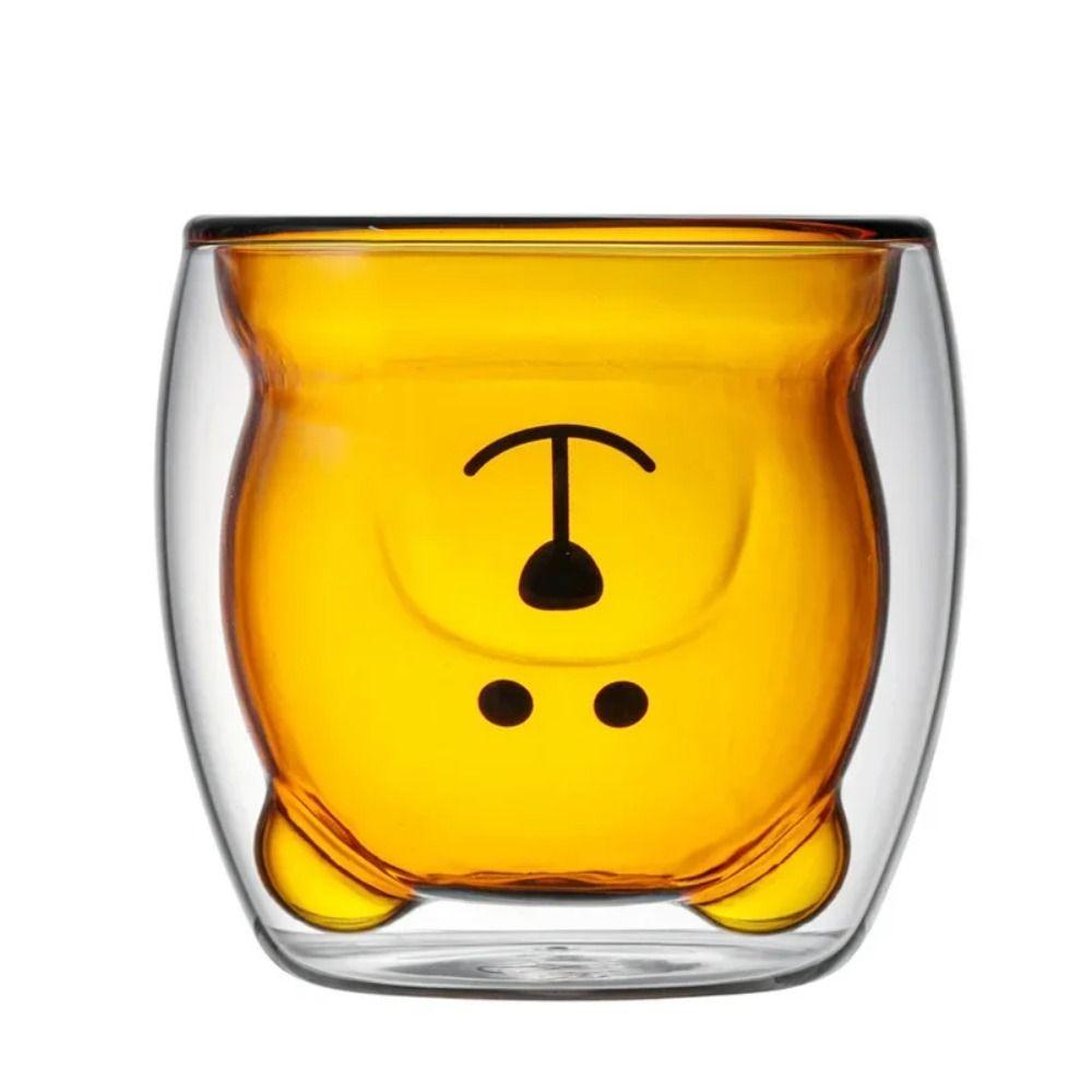 Кружка для кофе из стекла с двойными стенками, мультяшный медведь, бутылка для сока и молока, простая кружка для виски, коктейлей, вина, подарок