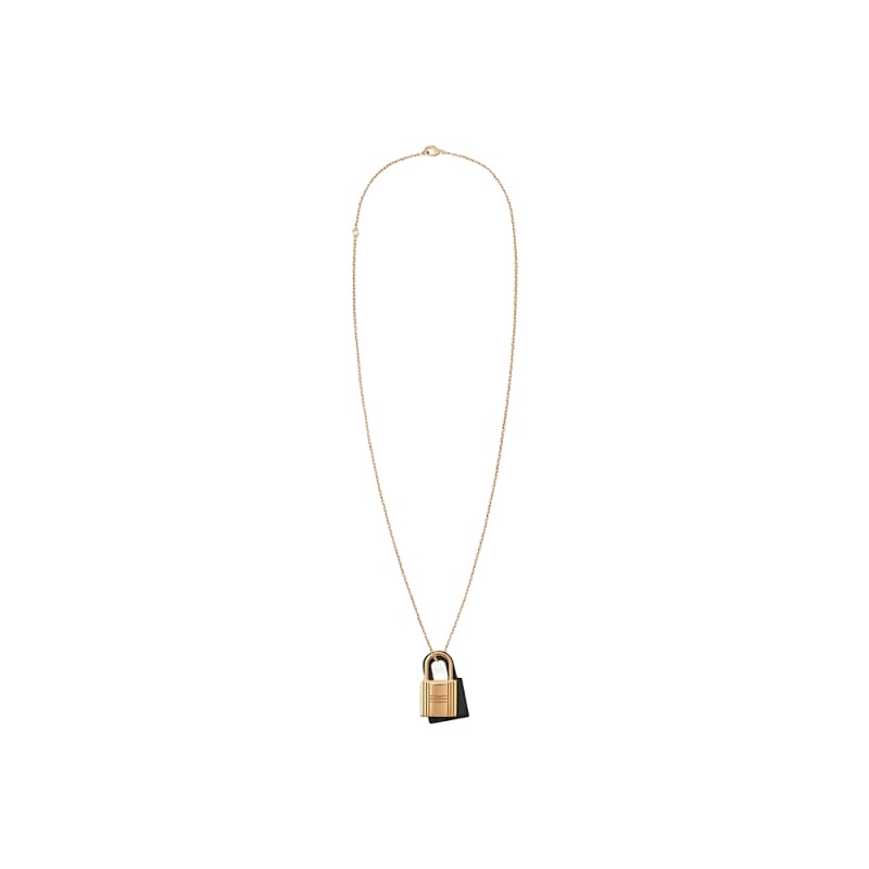 HERMES O'Kelly Metal Necklaces Women's Black Gold H078852CC89 Noir