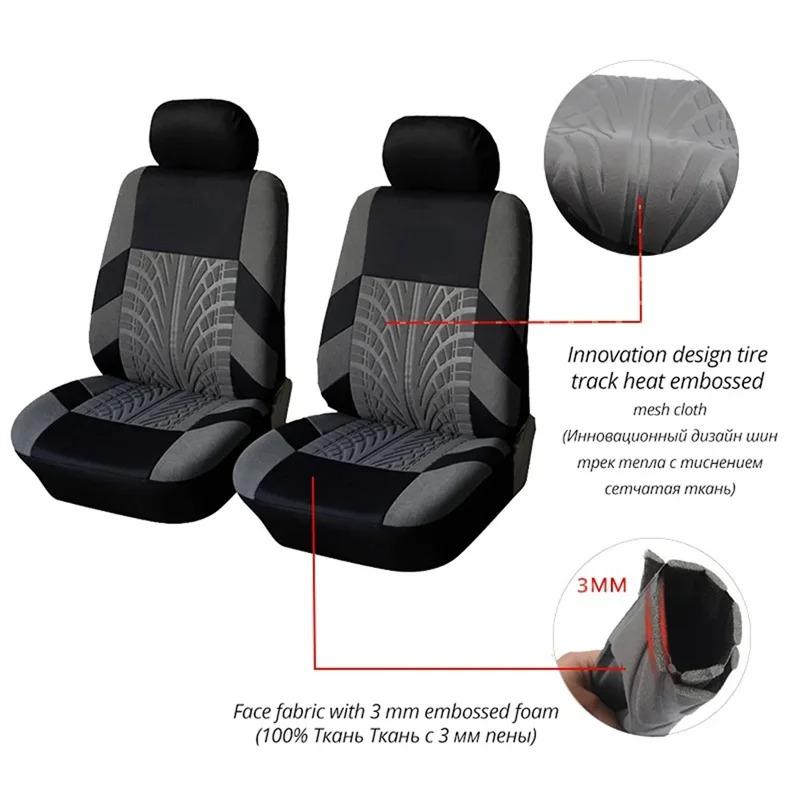 2 Premium Front Car Seat Covers with Removable Headrests - Universal Fit, Filled with Soft Polyester Foam, Breathable and Durabl