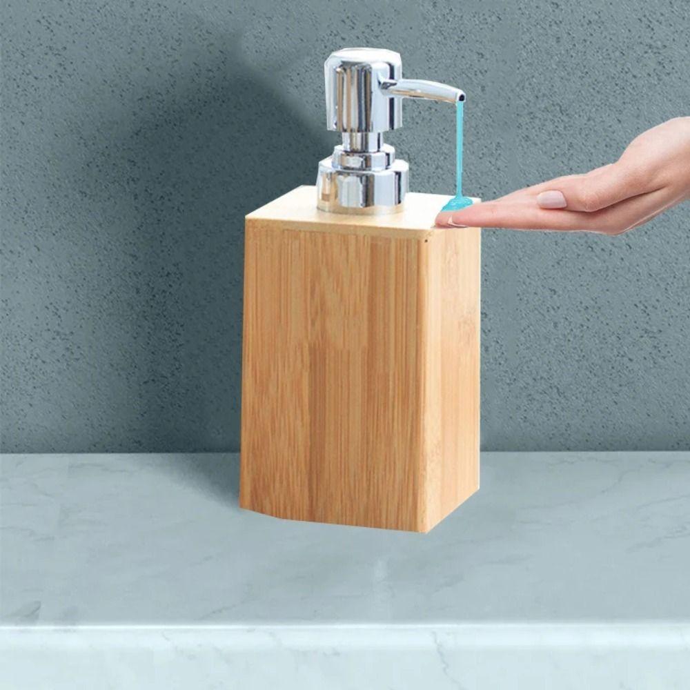 Pump Shampoo Dispenser Bamboo Soap Container Supplies Soap Dispenser Home