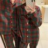 2024 Autumn Loose-Fit Couple Pajama Set - Long Sleeve Christmas Plaid Flannel Homewear