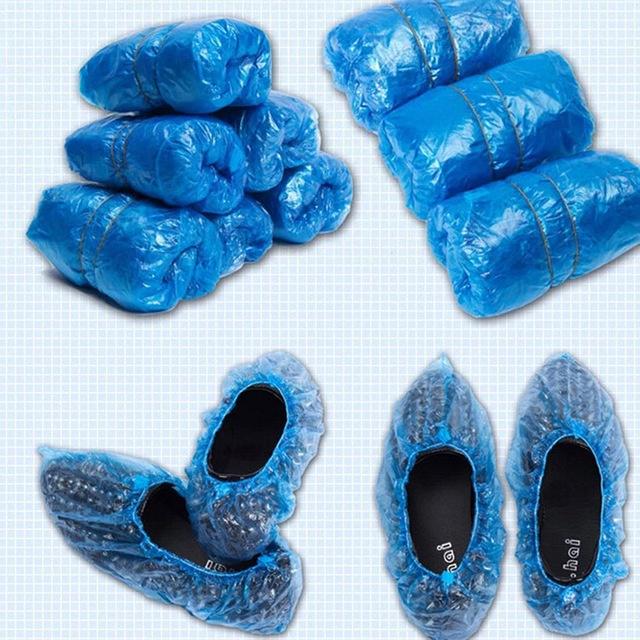 100PCS Medical Waterproof Boot Covers Plastic Disposable Shoe Covers Overshoes