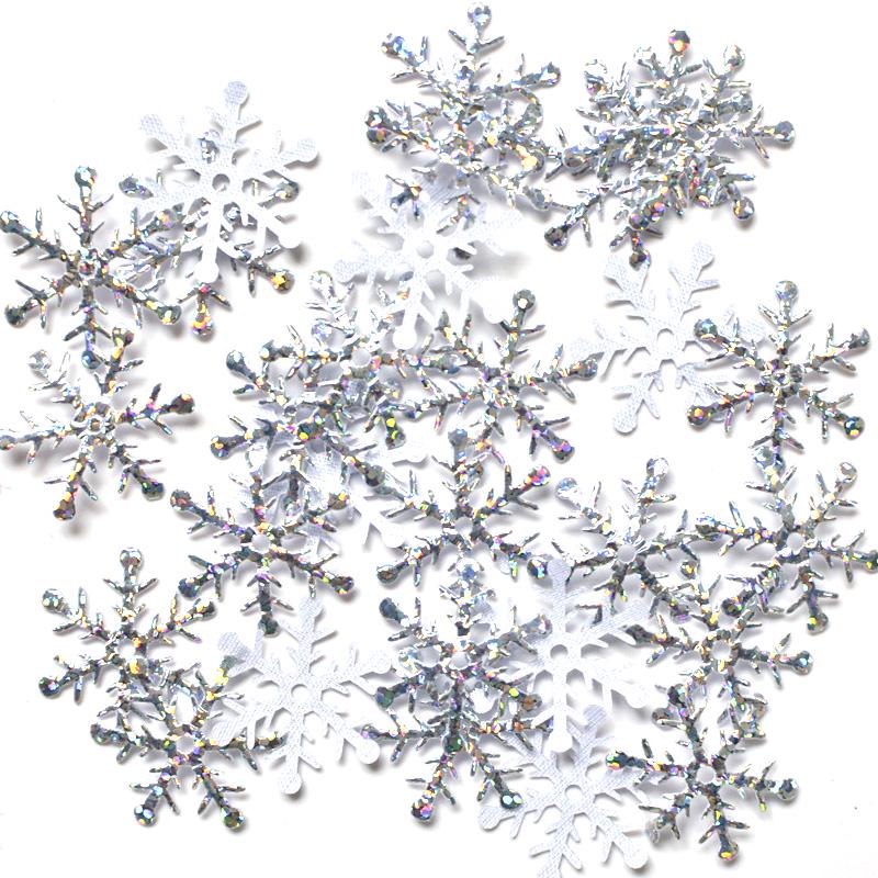 100 шт 25 мм блестящие серебряные снежинки тканевые аппликации шитье