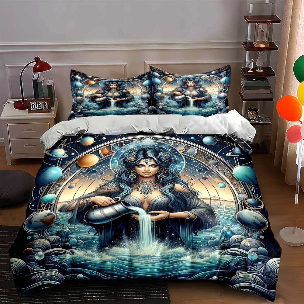 Celestial woman illustration. Bedding Duvet cover sets Duvet covers Pillowcases gifts (1 * Duvet Cover 2 * Pillowcases, without duvet insert)