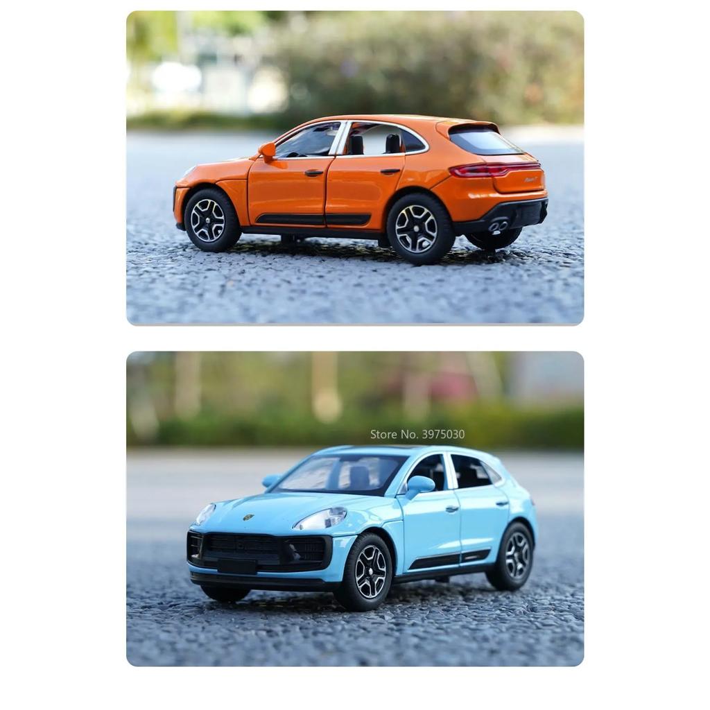 1/32 Porsche Macan T SUV Модель автомобиля из цинкового сплава, литая игрушка-симулятор со звуком и светом, коллекционная, украшает подарок на день рождения мальчика