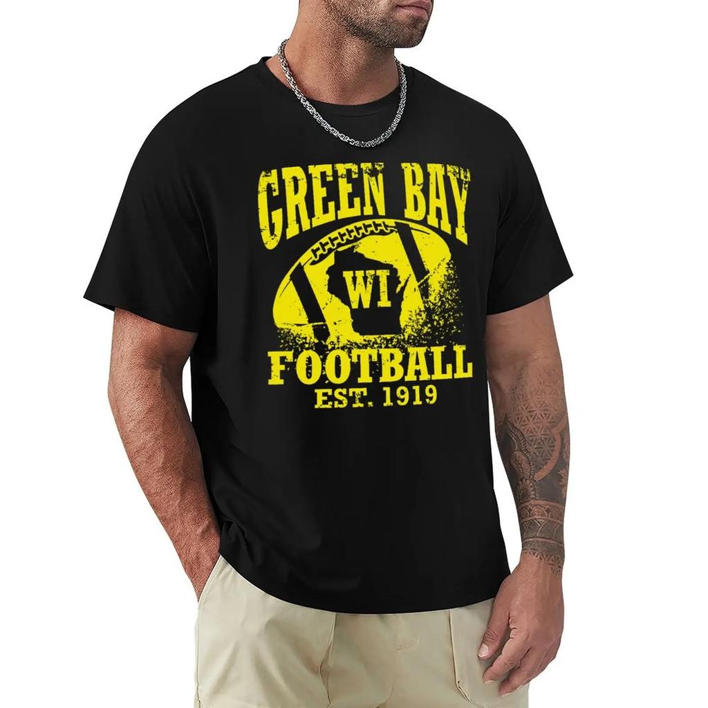 Green Bay Football T-Shirt Plus Size Tops Anime T Shirts Vintage T Shirts Oversized Plain Black T Shirts Men