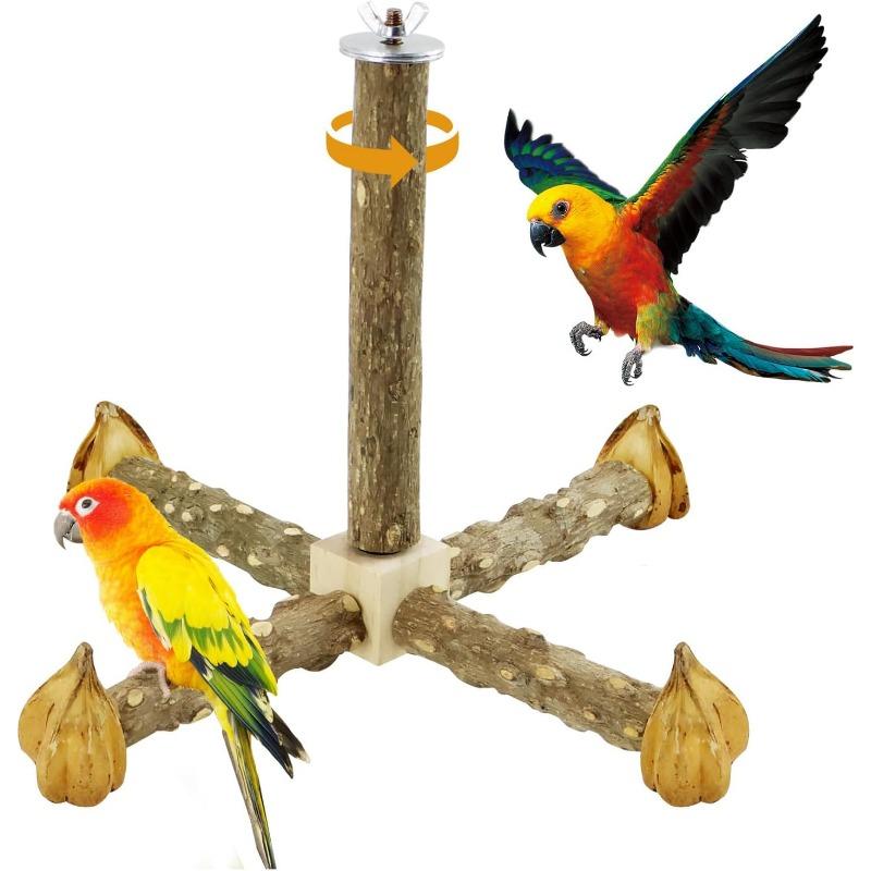 Perch Bird Perch Stand Set, Natural Birds Parrot Perches, Birds Cage Accessories for Parakeets, Pepper Wood Bird Grinding Beak & Claws